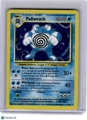 1999 Pokemon—Poliwrath #13 Base Set—Rare Holo [Damage]