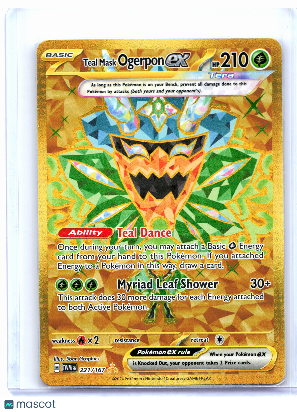 2024 Pokemon—Teal Mask Ogerpon ex #221/167 Twilight Masquerade—Hyper Rare Holo