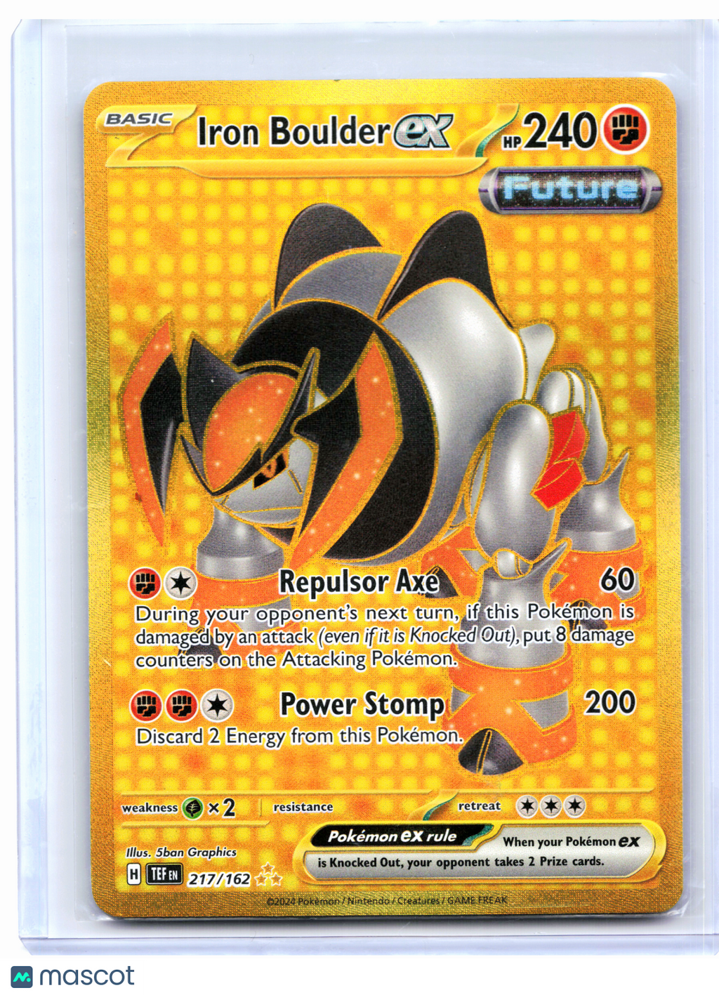 2024 Pokemon—Iron Boulder ex #217/162 Temporal Forces—Hyper Rare Holo