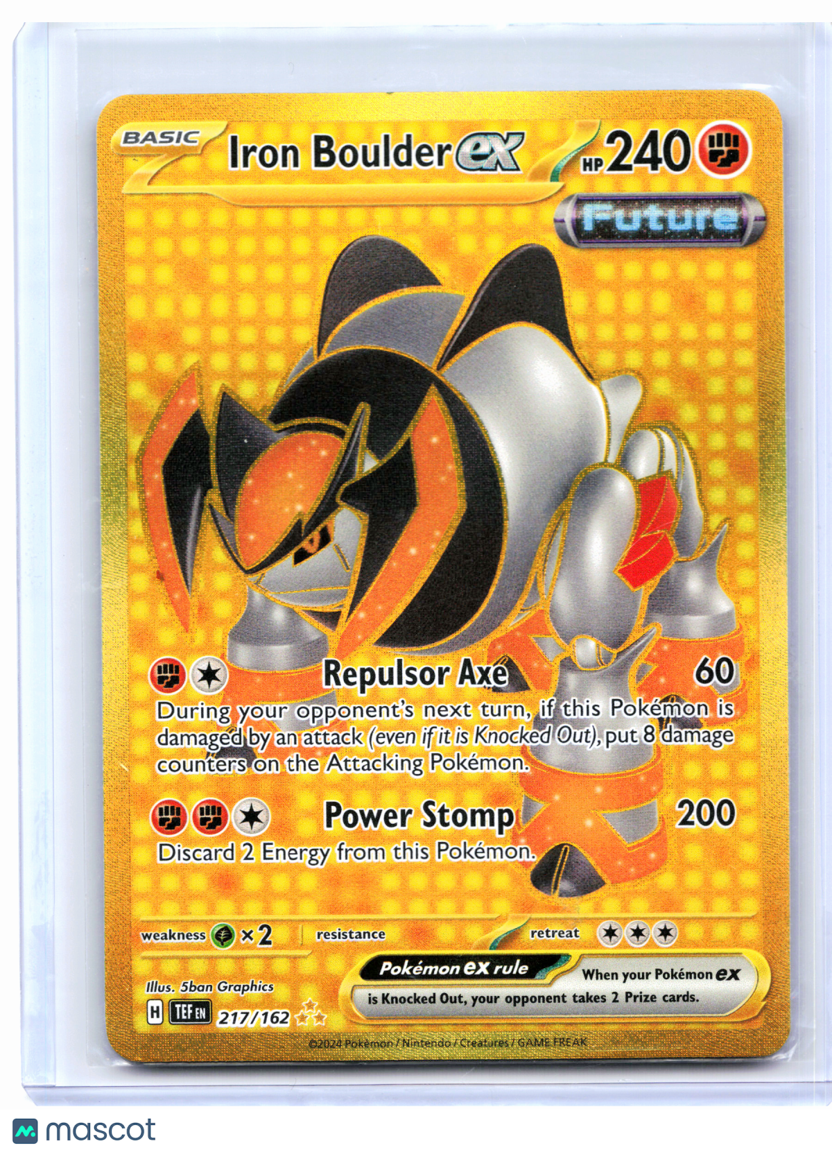 2024 Pokemon—Iron Boulder ex #217/162 Temporal Forces—Hyper Rare Holo