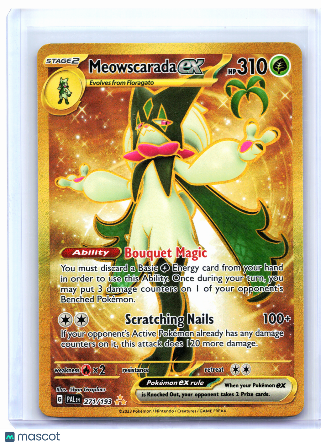 2023 Pokemon—Meowscarada ex #271/193 Paldea Evolved—Hyper Rare Holo