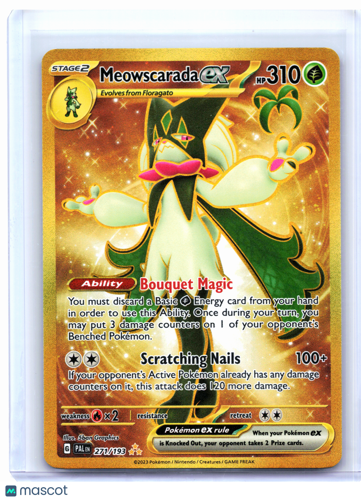 2023 Pokemon—Meowscarada ex #271/193 Paldea Evolved—Hyper Rare Holo