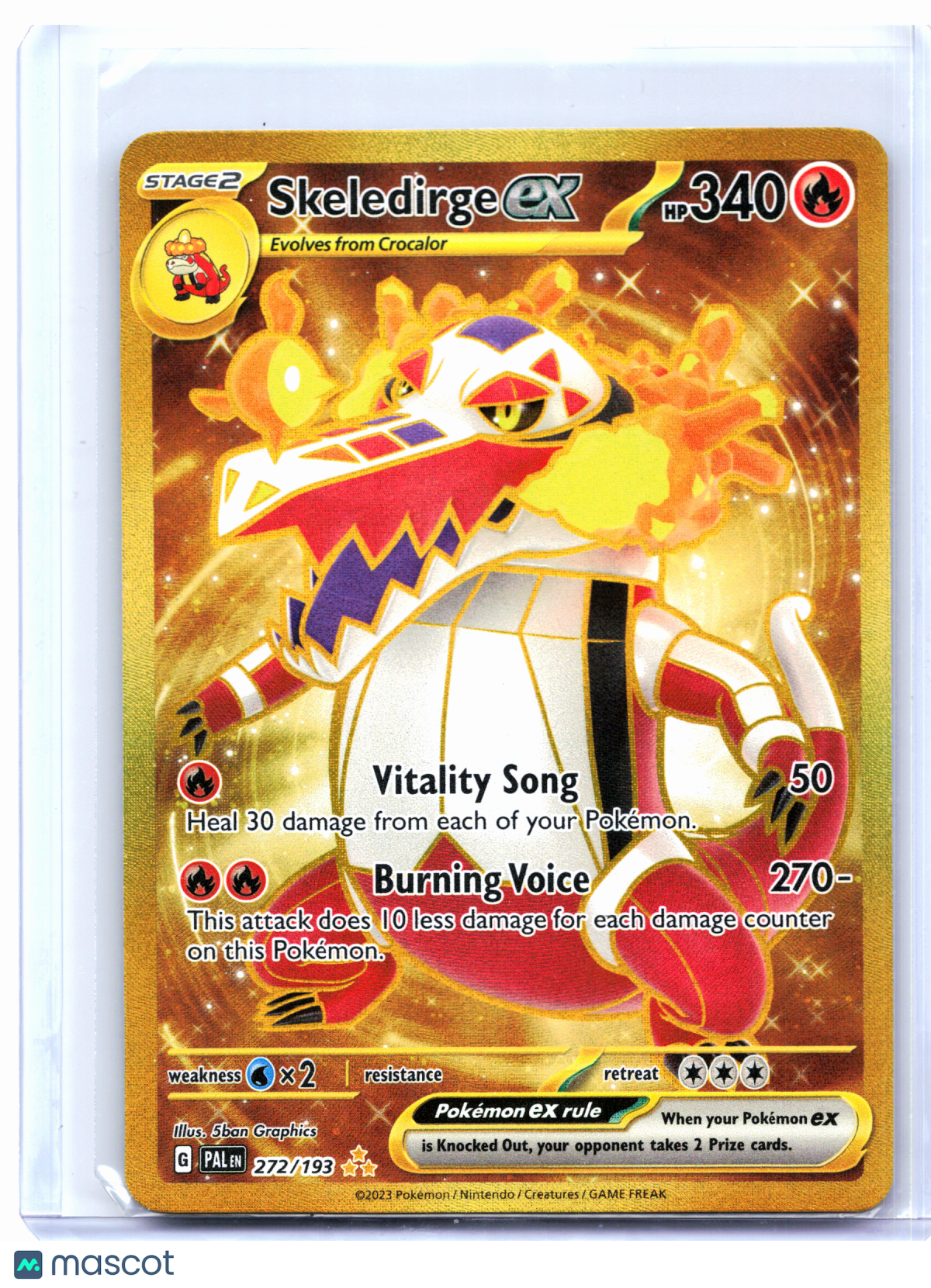 2023 Pokemon—Skeledirge ex #272/193 Paldea Evolved—Hyper Rare Holo