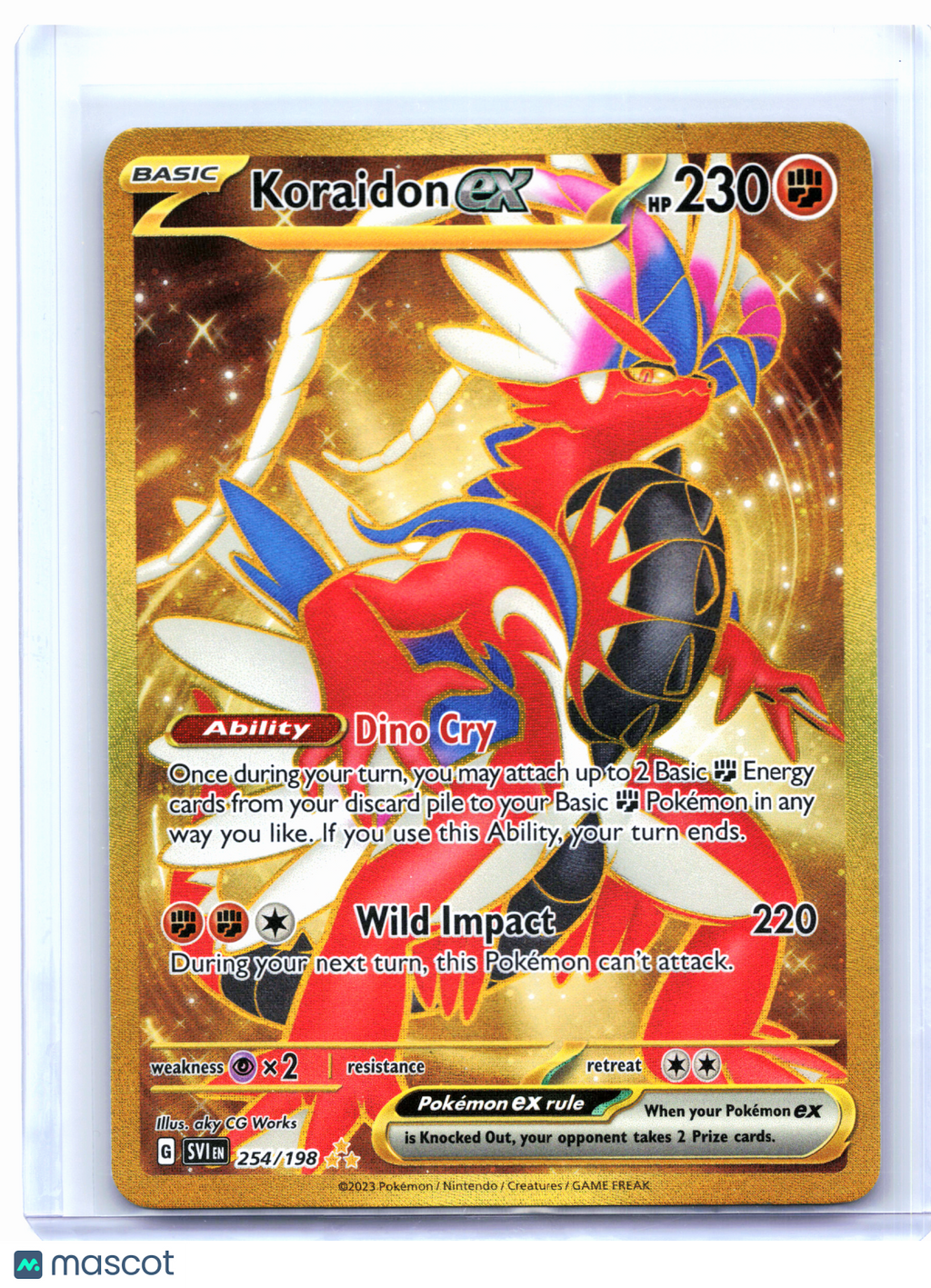 2023 Pokemon—Koraidon ex #254/198 Scarlet & Violet Base Set—Hyper Rare Holo