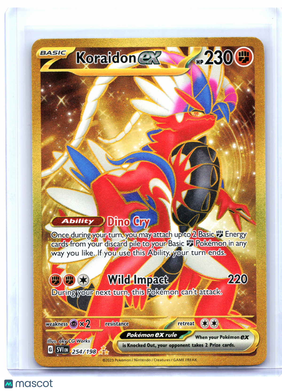 2023 Pokemon—Koraidon ex #254/198 Scarlet & Violet Base Set—Hyper Rare Holo