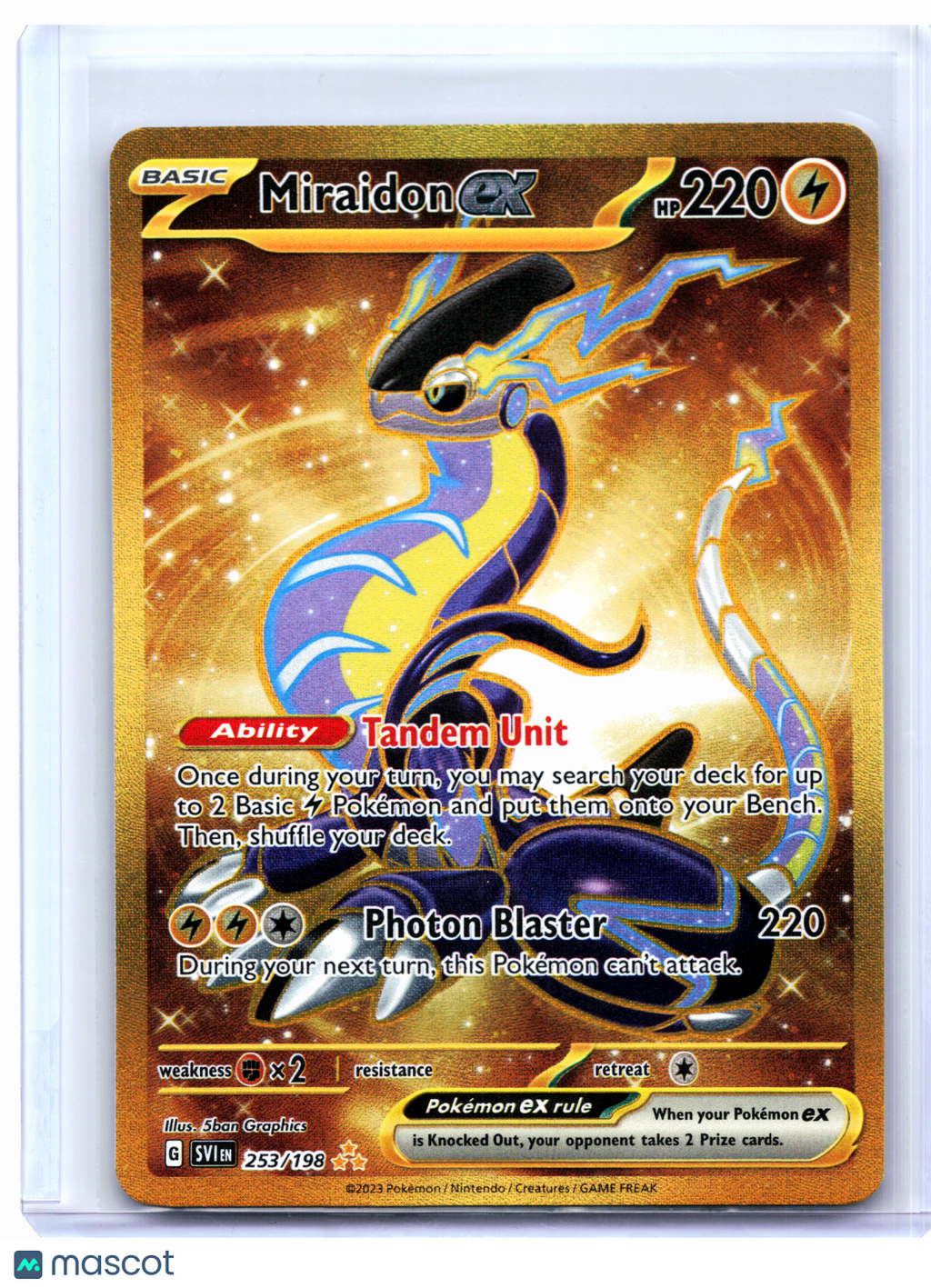 2023 Pokemon—Miraidon ex #253/198 Scarlet & Violet Base Set—Hyper Rare Holo