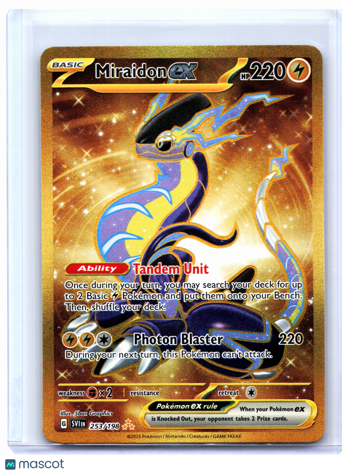 2023 Pokemon—Miraidon ex #253/198 Scarlet & Violet Base Set—Hyper Rare Holo