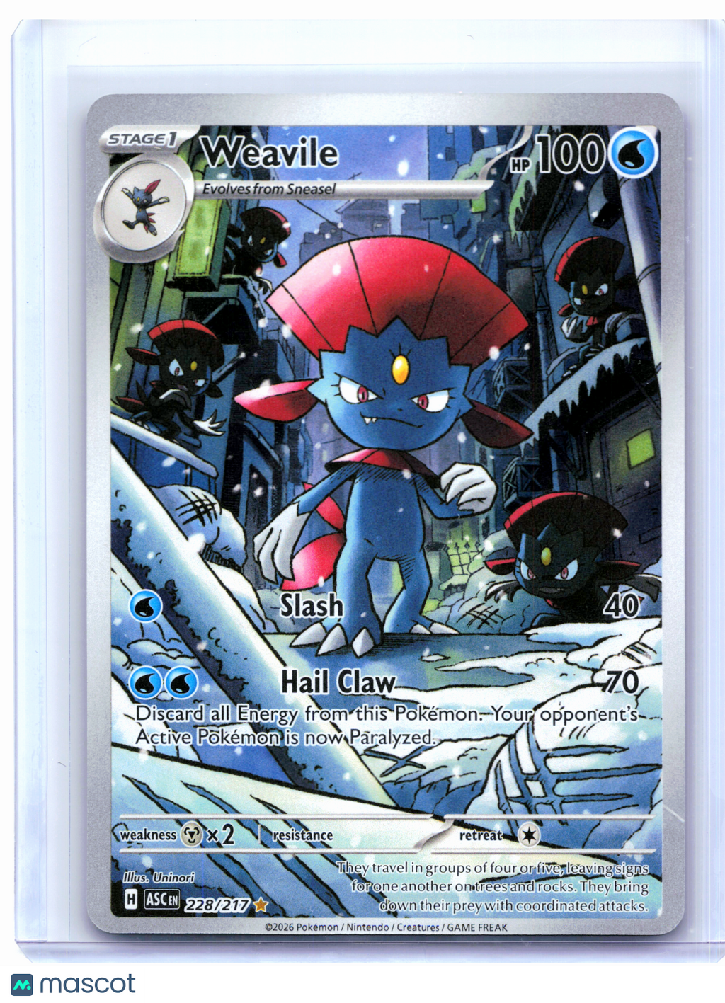 2026 Pokemon—Weavile #228/217 Ascended Heroes—Illustration Rare Holo