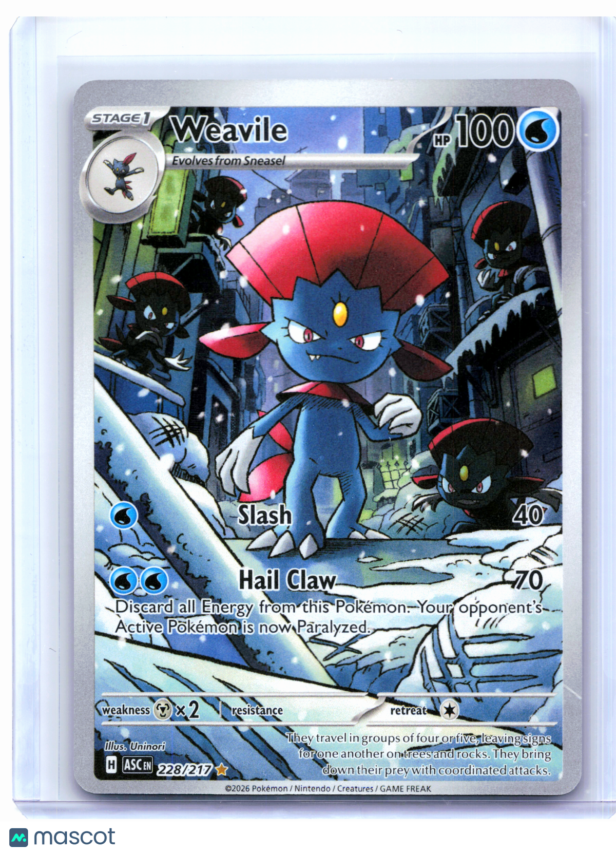 2026 Pokemon—Weavile #228/217 Ascended Heroes—Illustration Rare Holo