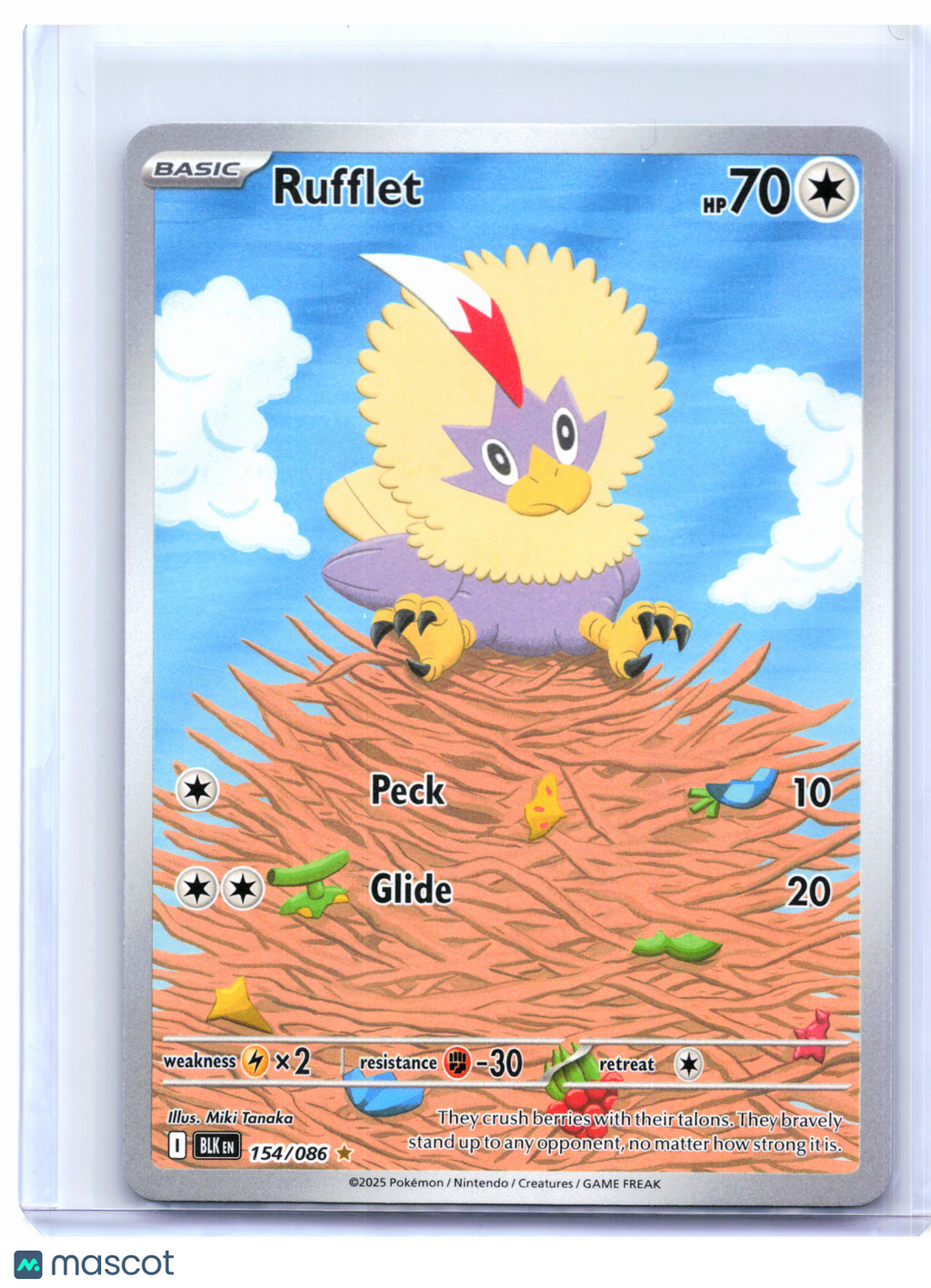 2025 Pokemon—Rufflet #154/086 Black Bolt—Illustration Rare Holo