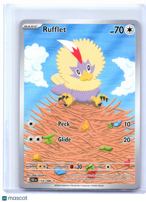 2025 Pokemon—Rufflet #154/086 Black Bolt—Illustration Rare Holo