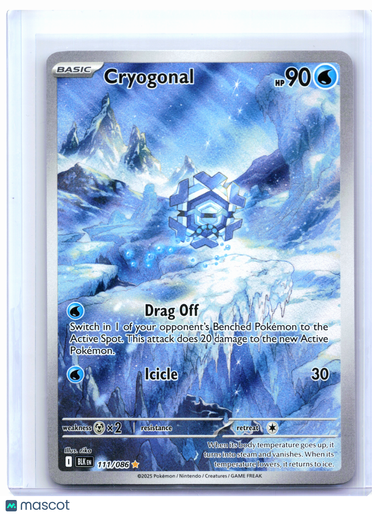 2025 Pokemon—Cryogonal #111/086 Black Bolt—Illustration Rare Holo