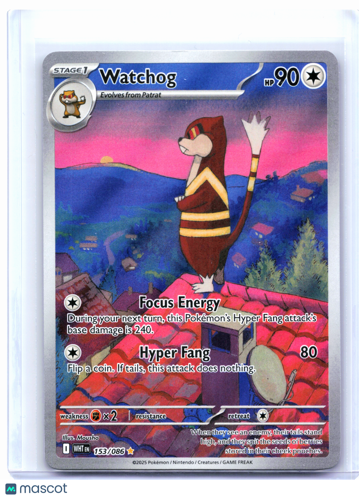 2025 Pokemon—Watchog #153/086 White Flare—Illustration Rare Holo