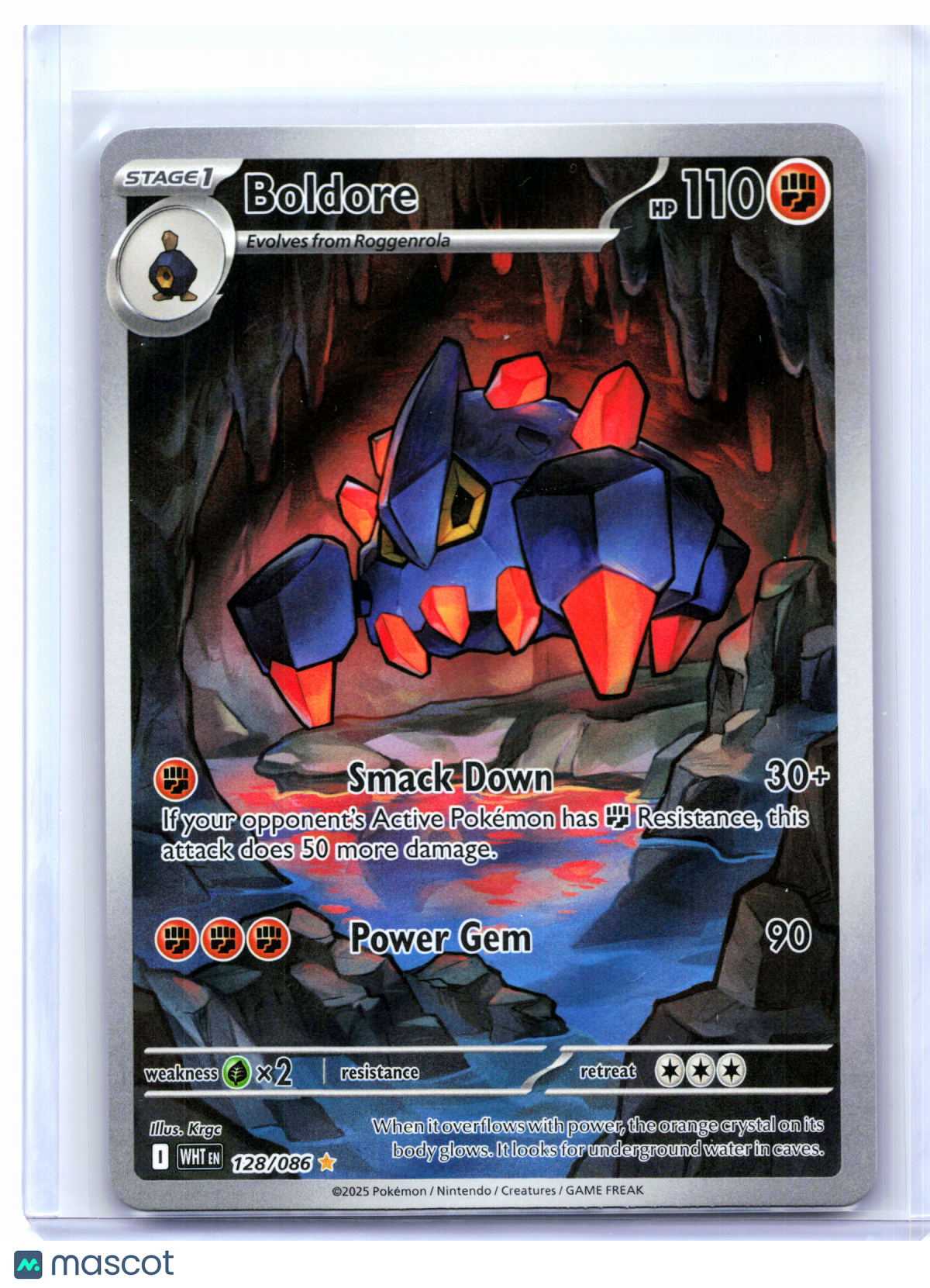 2025 Pokemon—Boldore #128/086 White Flare—Illustration Rare Holo