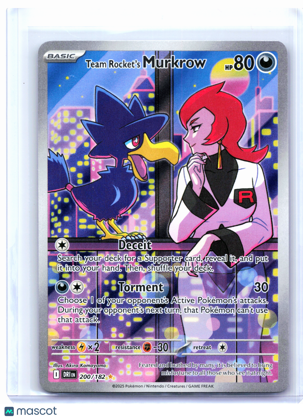 2025 Pokemon—Team Rocket's Murkrow #200/182 DRI—Illustration Rare Holo