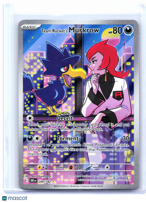 2025 Pokemon—Team Rocket's Murkrow #200/182 DRI—Illustration Rare Holo