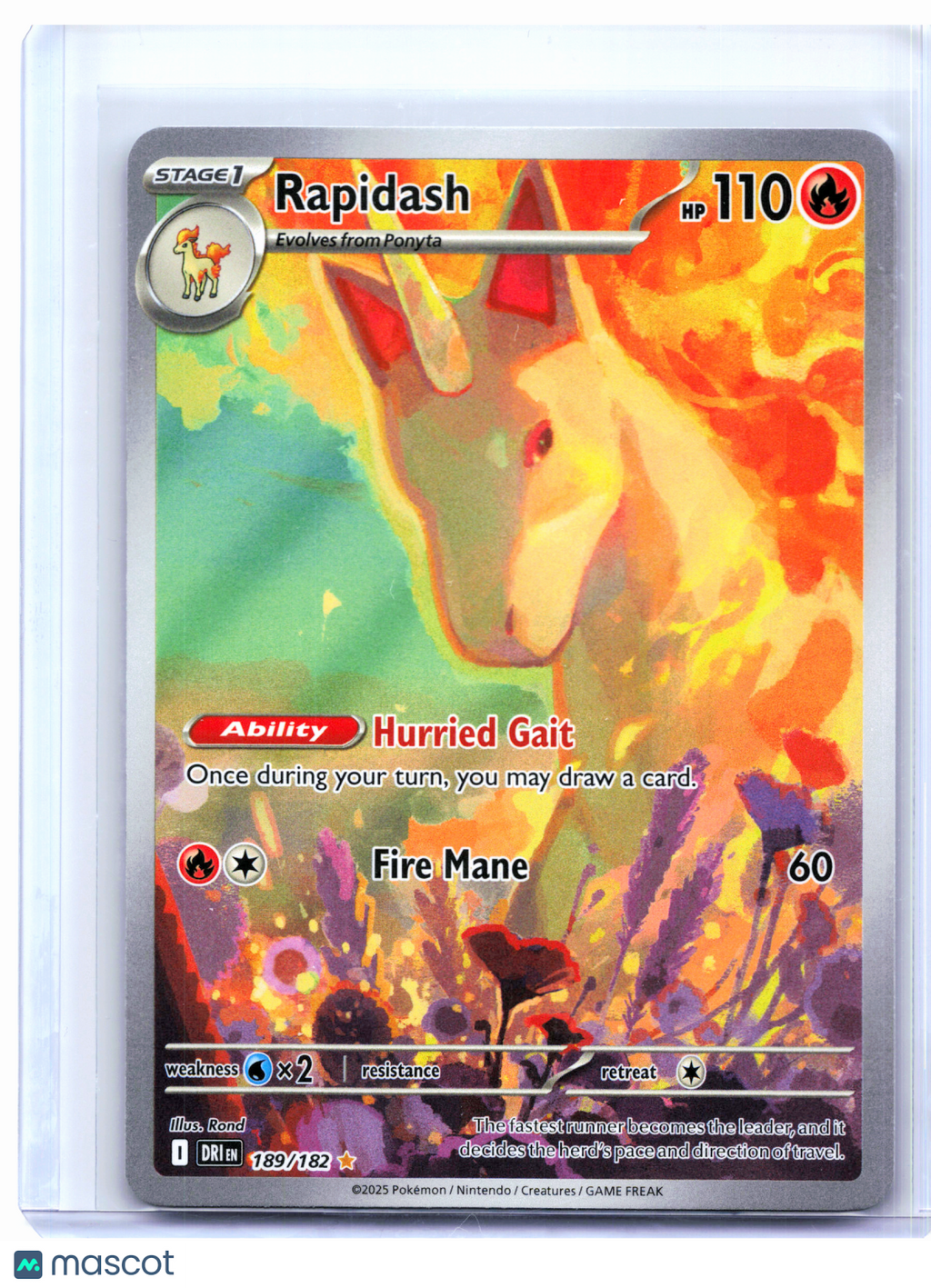 2025 Pokemon—Rapidash #189/182 Destined Rivals—Illustration Rare Holo
