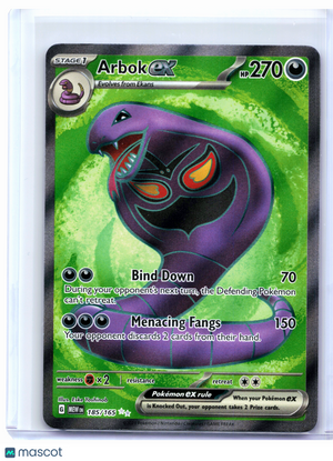 2023 Pokemon—Arbok ex #185/165 Scarlet & Violet 151—Ultra Rare Holo