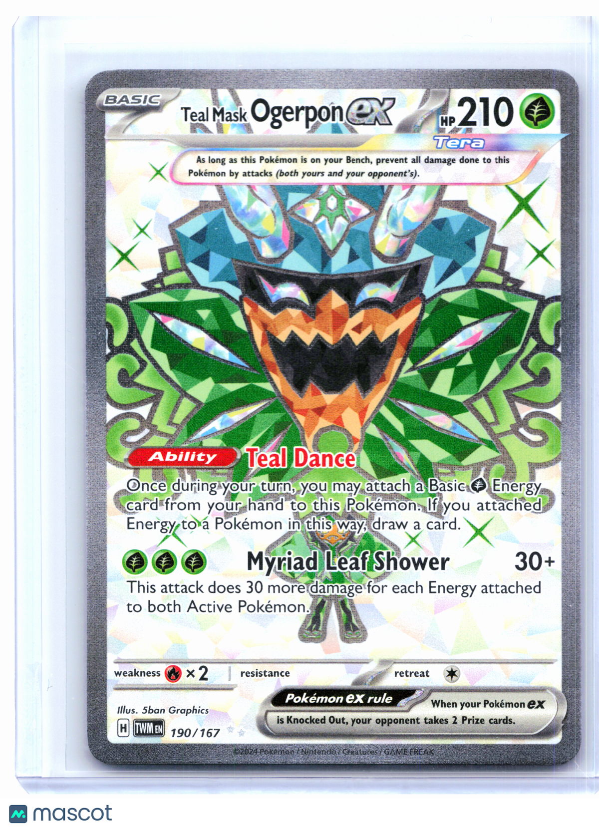 2024 Pokemon—Teal Mask Ogerpon ex #190/167 Twilight Masquerade—Ultra Rare Holo