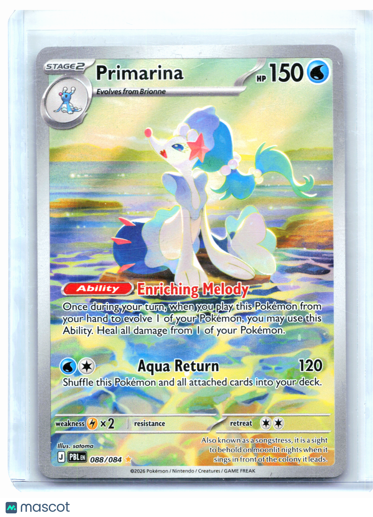 2026 Pokemon—Primarina #088/084 Pitch Black—Illustration Rare Holo