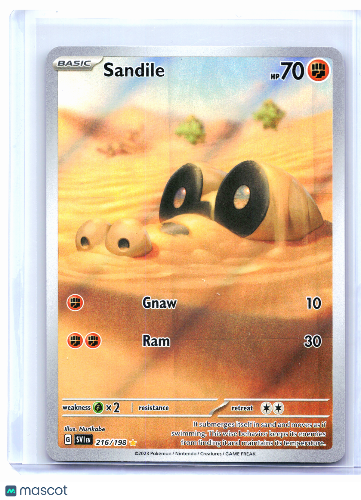 2023 Pokemon—Sandile #216/198 SV1—Illustration Rare Holo [Lightly Played]