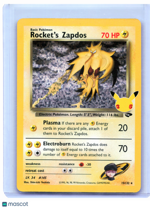 2021 Pokemon—Rocket's Zapdos #15/132 Celebrations: Classic Collection—CC Holo
