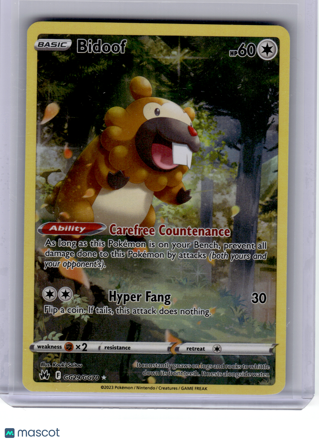 2023 Pokemon—Bidoof #GG29 Crown Zenith: Galarian Gallery—Rare Holo [LP]