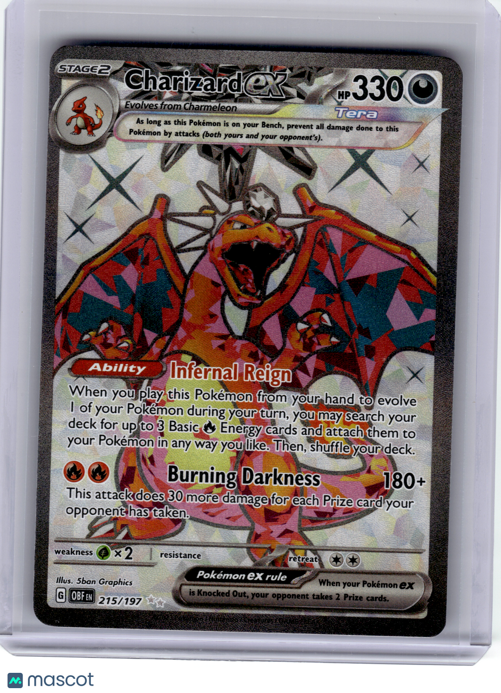 2023 Pokemon—Charizard EX #215 Obsidian Flames—Ultra Rare Holo