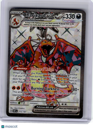 2023 Pokemon—Charizard EX #215 Obsidian Flames—Ultra Rare Holo