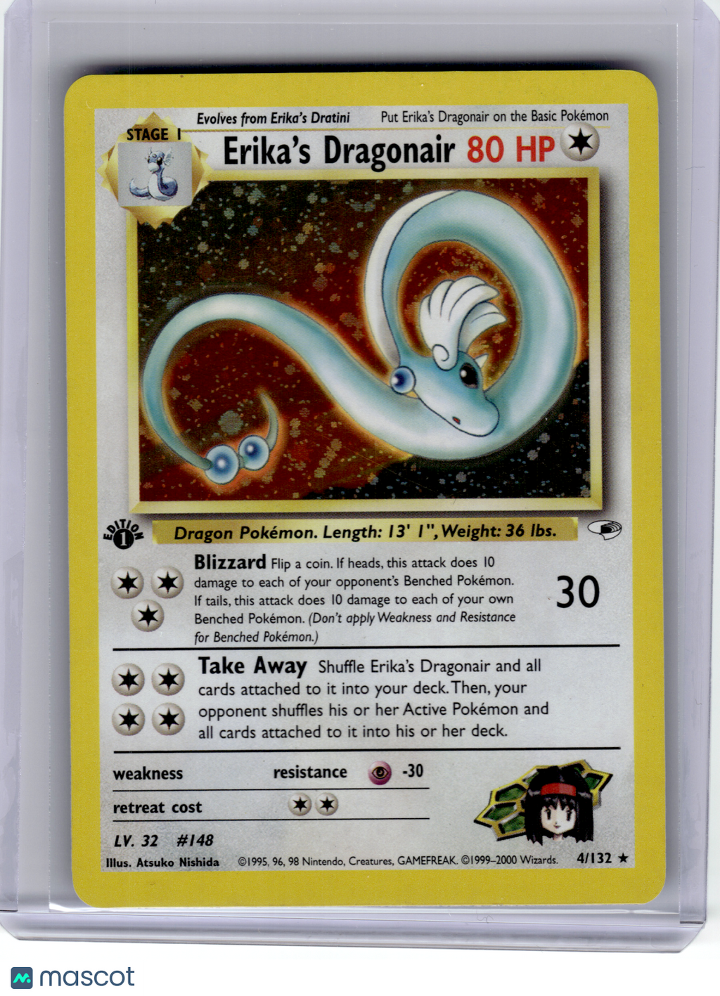 2000 Pokemon—Erika's Dragonair #4 Gym Heroes—[Moderately Played] 1st Edition