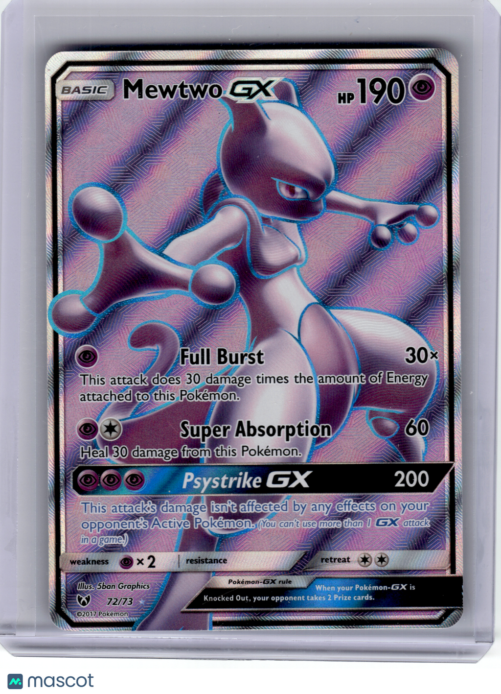 2017 Pokemon—Mewtwo GX #72 Shining Legends—Ultra Rare Holo [Moderately Played]