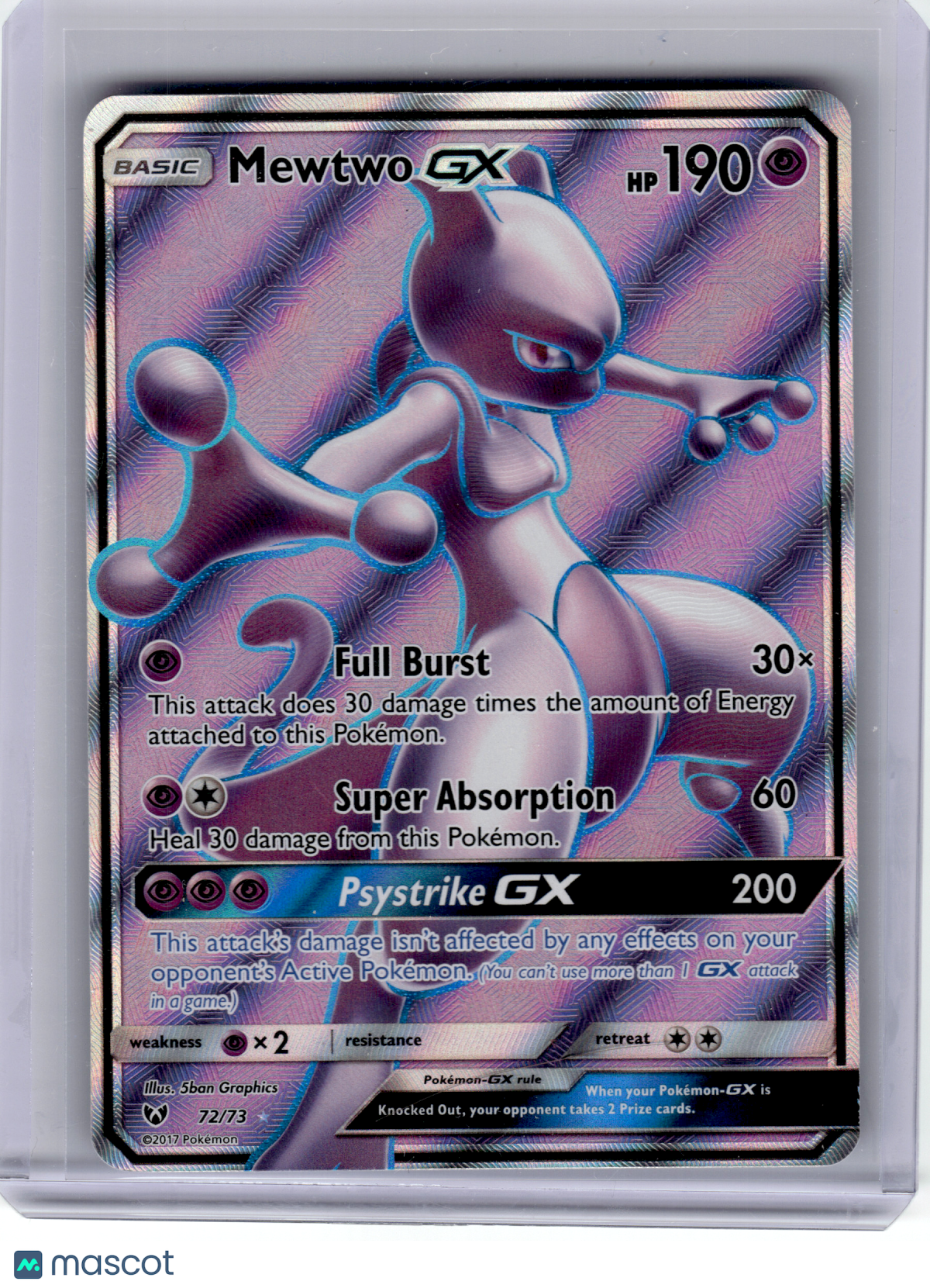2017 Pokemon—Mewtwo GX #72 Shining Legends—Ultra Rare Holo [Moderately Played]