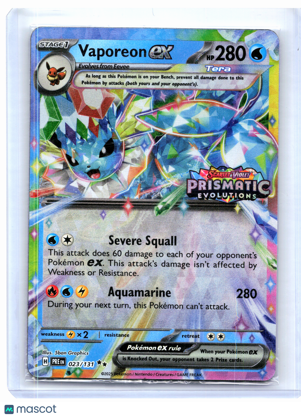 2025 Pokemon—Vaporeon ex (Prismatic Evolutions Stamp) #023/131—Promo [Sealed]