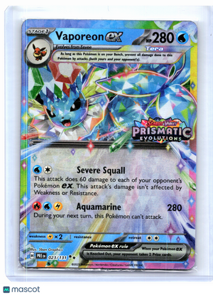 2025 Pokemon—Vaporeon ex (Prismatic Evolutions Stamp) #023/131—Promo [Sealed]