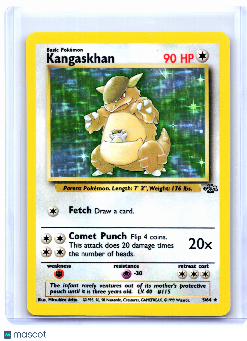 1999 Pokemon—Kangaskhan #5/64 Jungle—Holo Rare [Damaged]