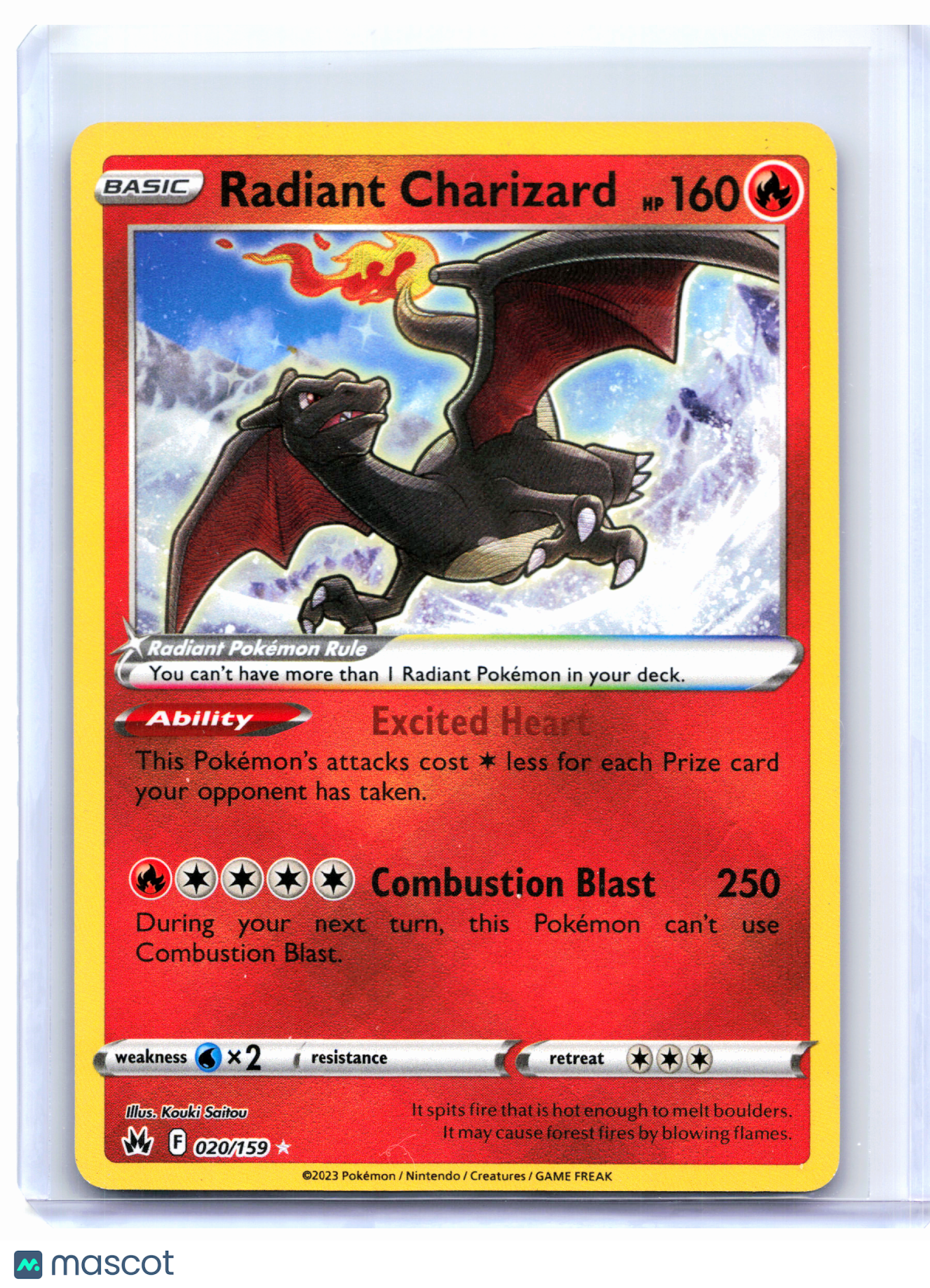 2023 Pokemon—Radiant Charizard #020/159 Crown Zenith—Radiant Rare Holo [LP]