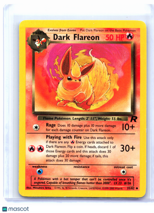 2000 Pokemon—Dark Flareon #35/82 Team Rocket—Uncommon Nonholo [MP]