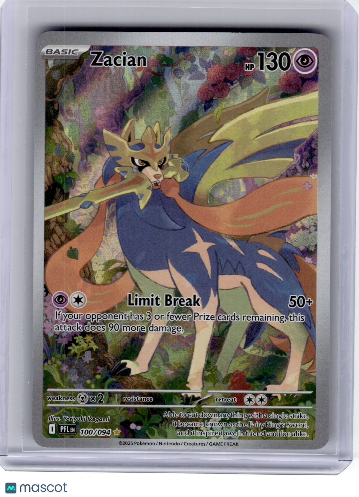 2025 Pokemon—Zacian #100 Phantasmal Flames—Illustration Rare Holo