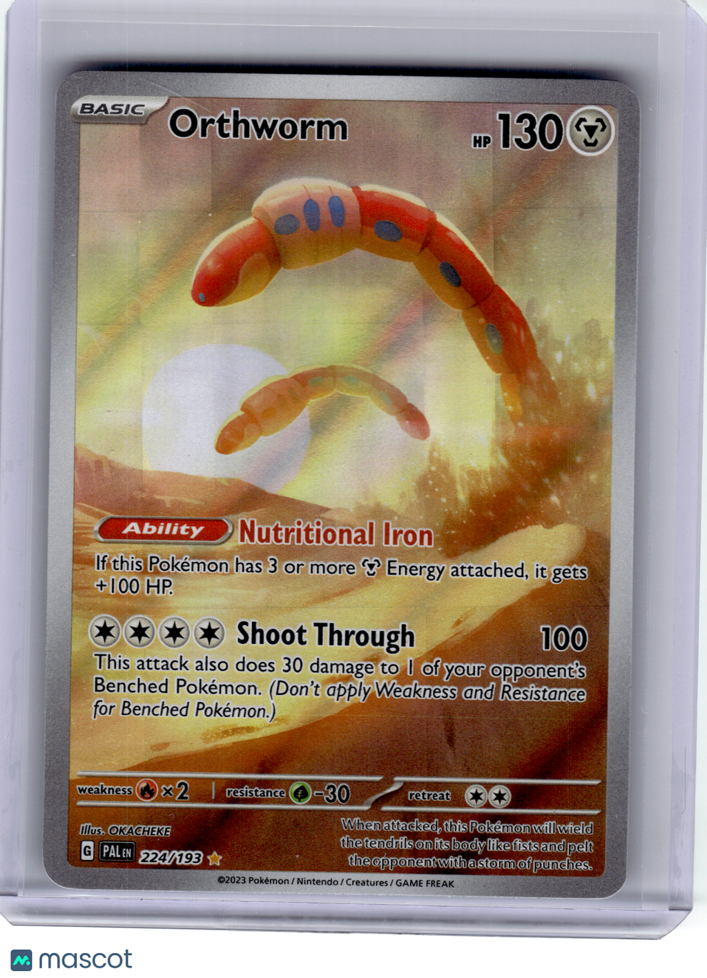 2023 Pokemon—Orthworm #224 Paldea Evolved—Illustration Rare Holo