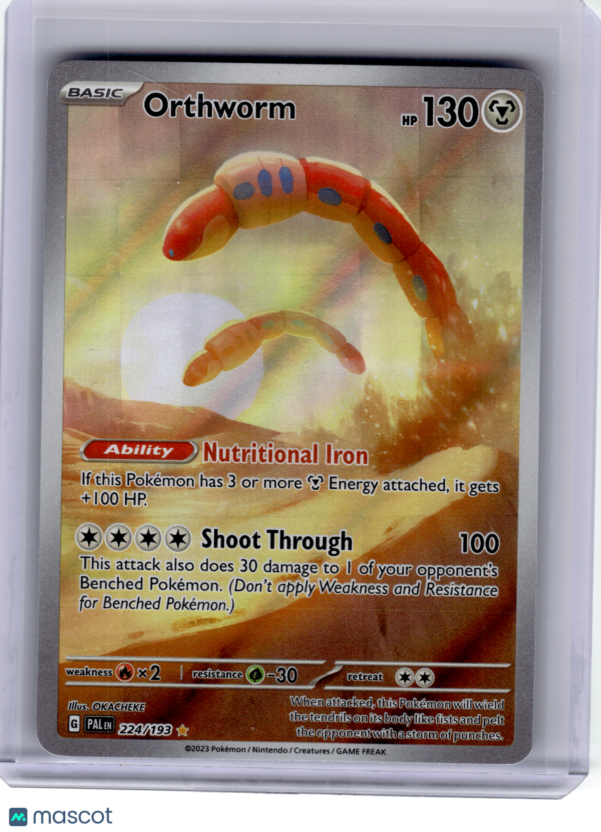 2023 Pokemon—Orthworm #224 Paldea Evolved—Illustration Rare Holo