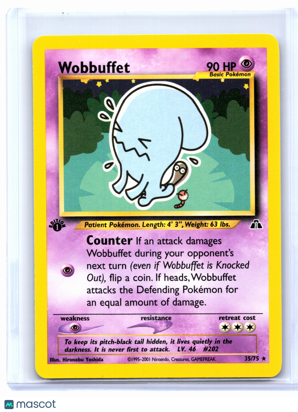 2001 Pokemon—Wobbuffet #35/75 Neo Discovery—Rare Nonholo (1st Edition)