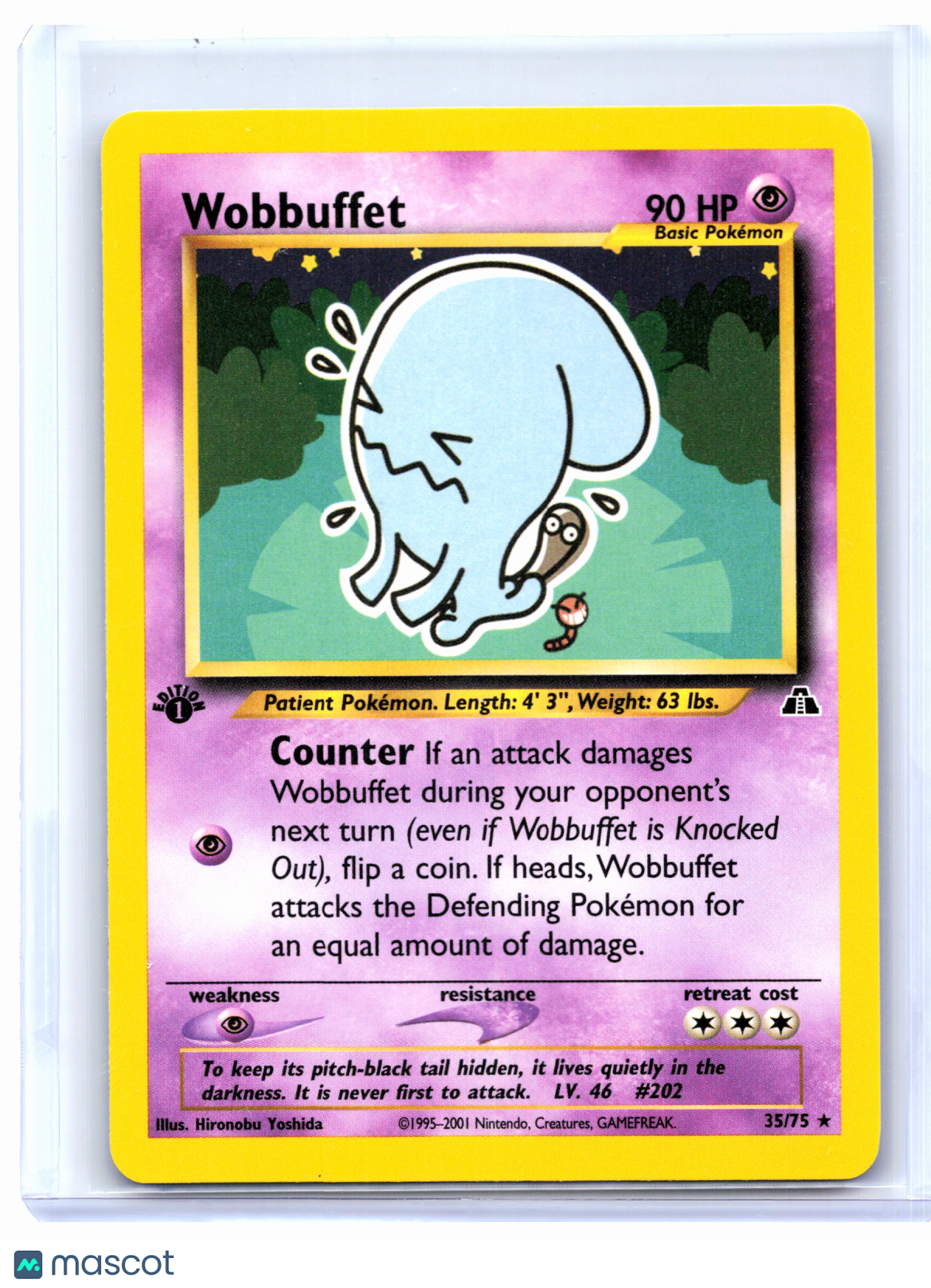 2001 Pokemon—Wobbuffet #35/75 Neo Discovery—Rare Nonholo (1st Edition)