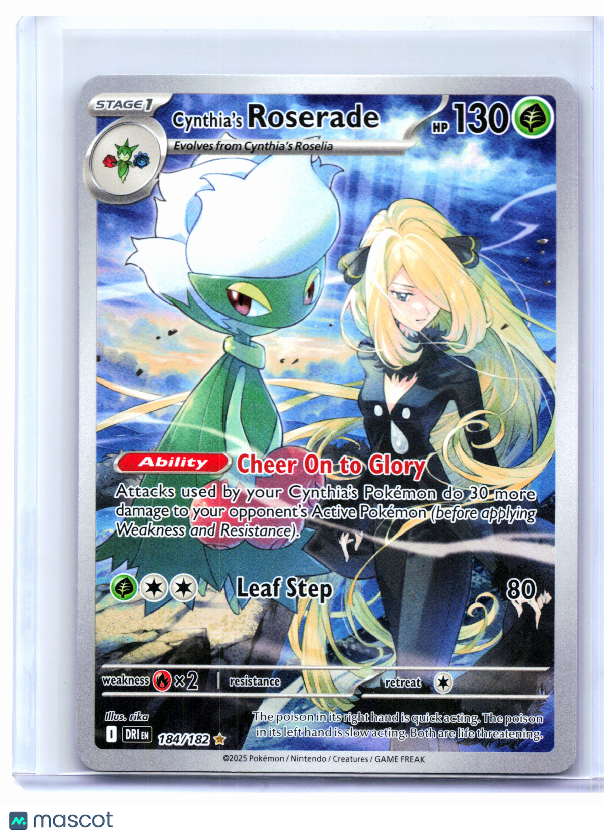 2025 Pokemon—Cynthia's Roserade #184/182 Destined Rivals—Illustration Rare Holo