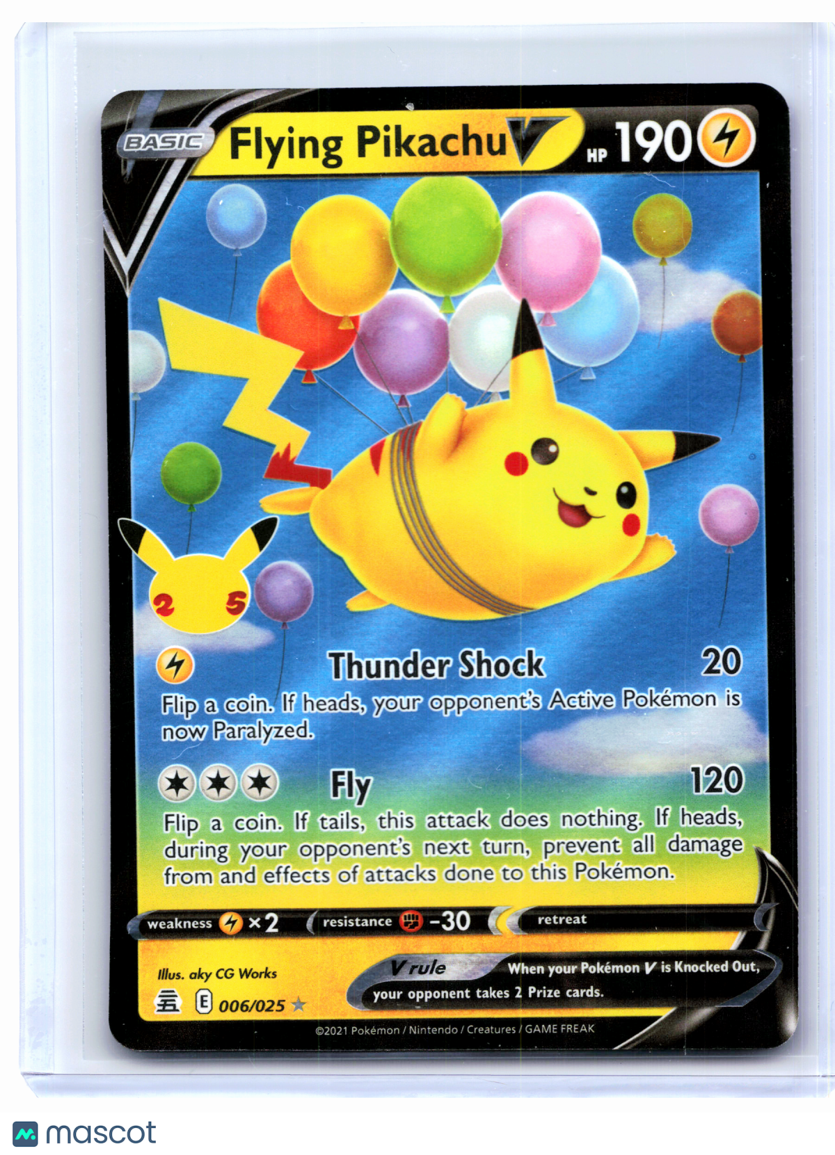 2021 Pokemon—Flying Pikachu V #006/025 Celebrations—Ultra Rare Holo