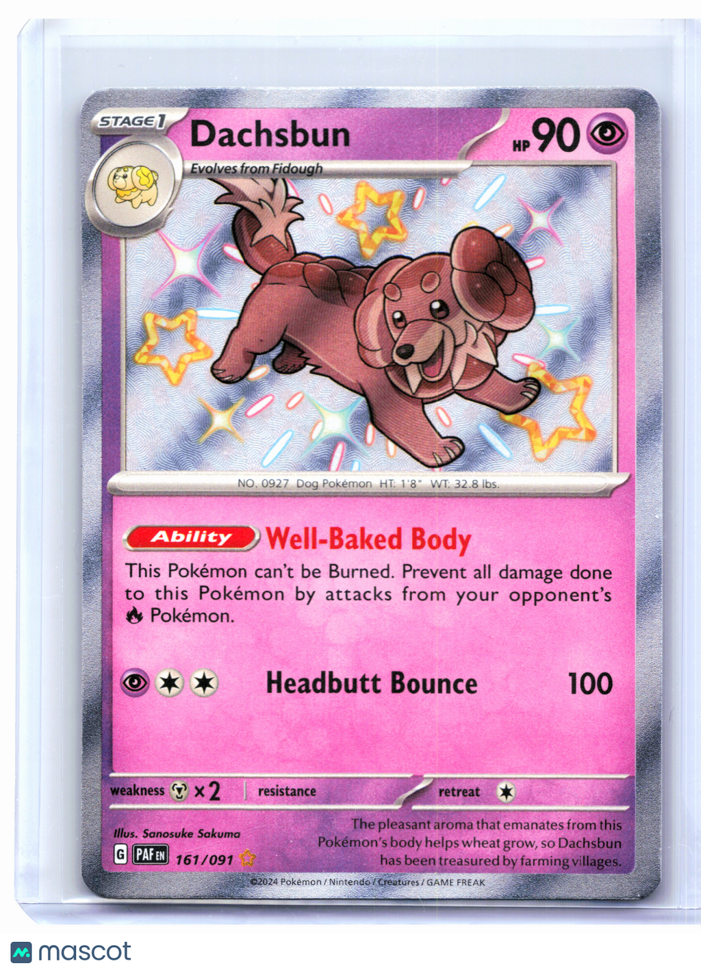 2024 Pokemon—Dachsbun #161/091 Paldean Fates—Shiny Rare Holo [Lightly Played]