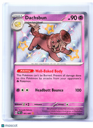 2024 Pokemon—Dachsbun #161/091 Paldean Fates—Shiny Rare Holo [Lightly Played]