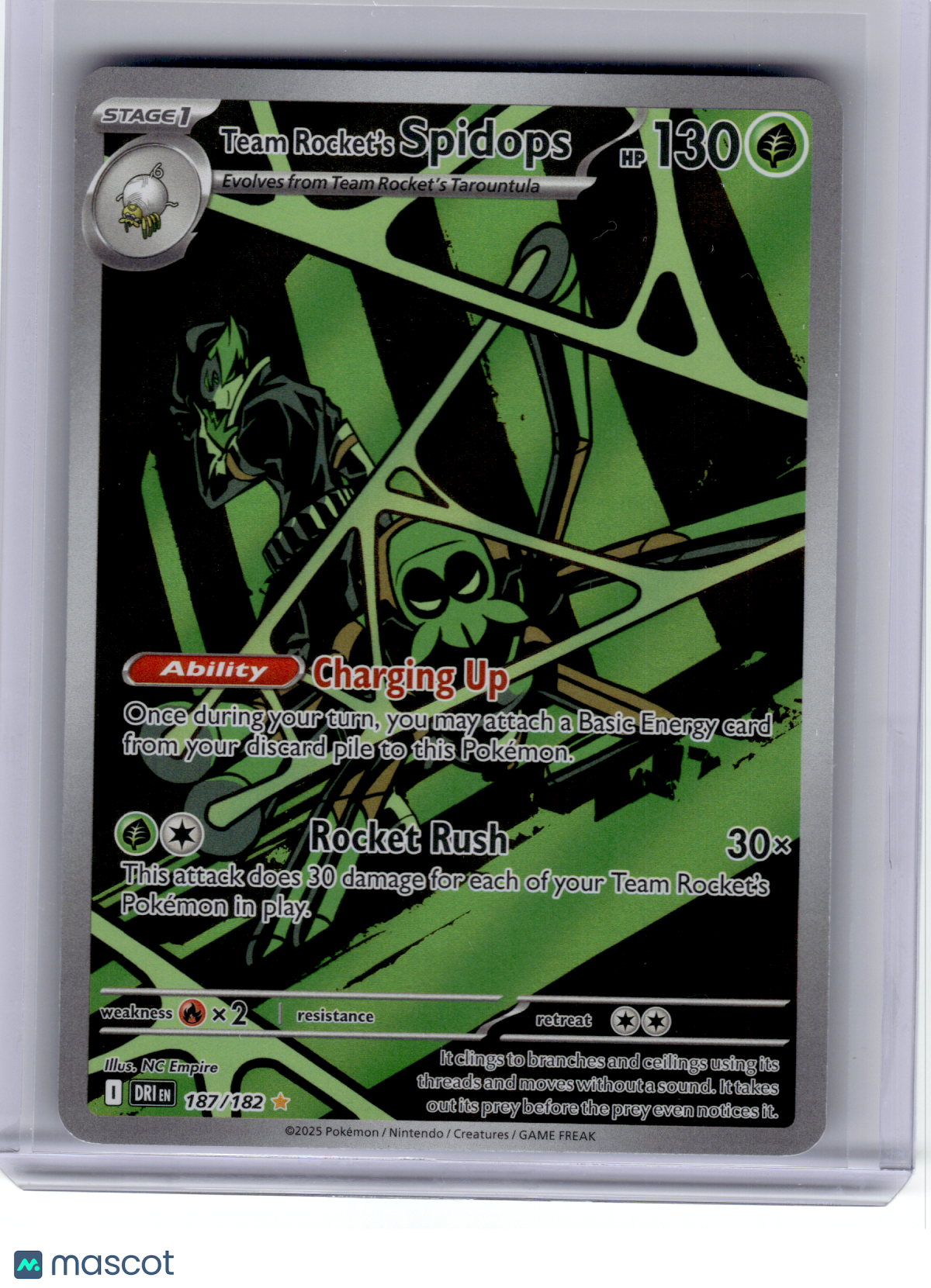 2025 Pokemon—Team Rocket's Spidops #187 Destined Rivals—Illustration Rare Holo