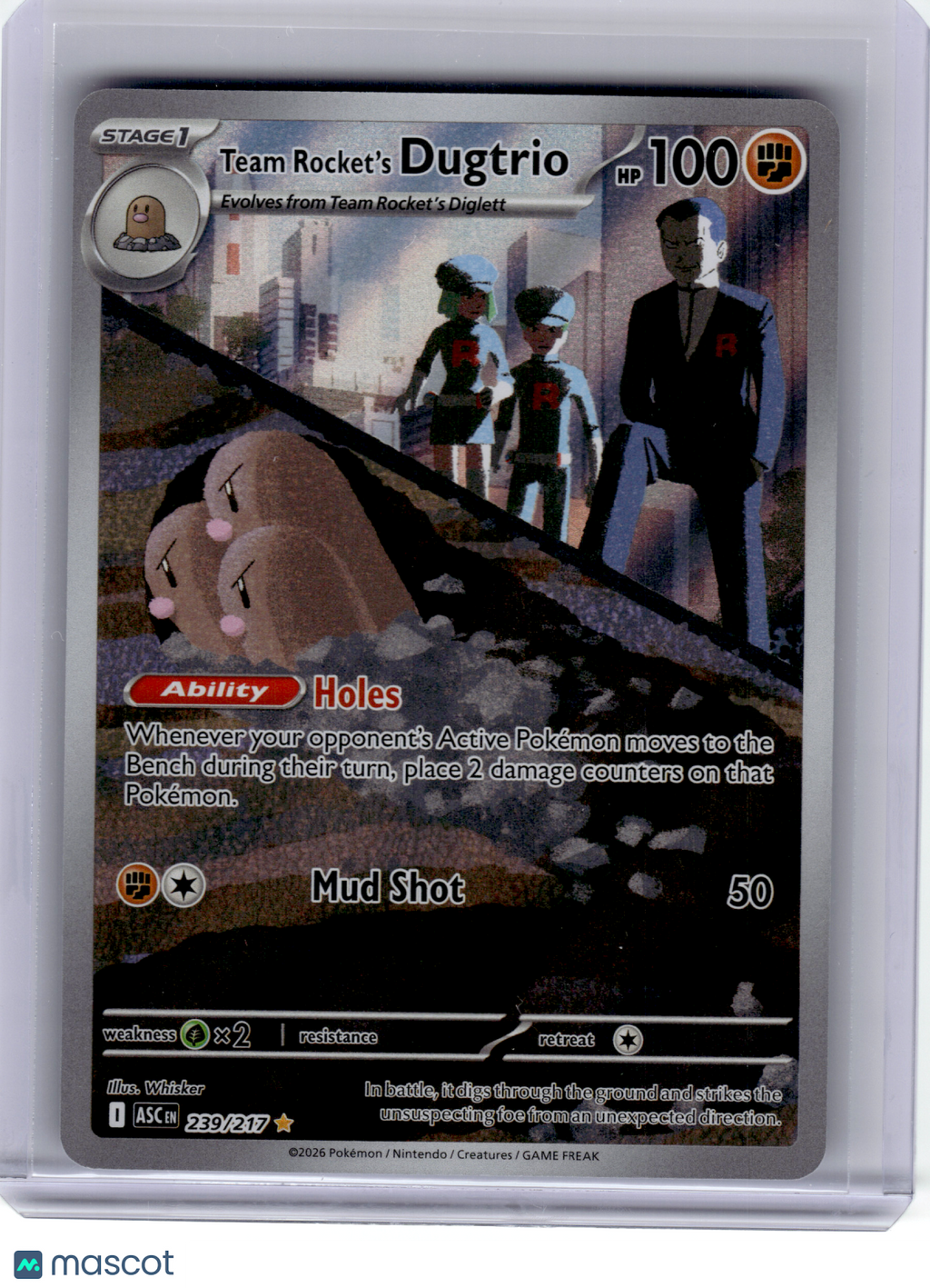 2026 Pokemon—Team Rocket's Dugtrio #239 Ascended Heroes—Illustration Rare Holo