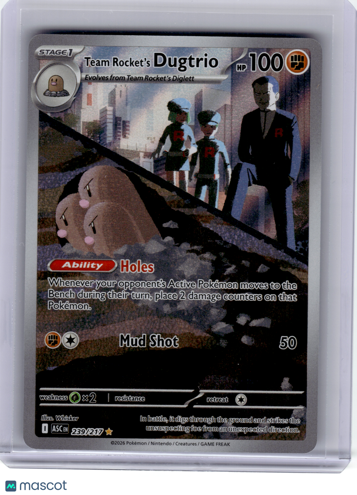2026 Pokemon—Team Rocket's Dugtrio #239 Ascended Heroes—Illustration Rare Holo