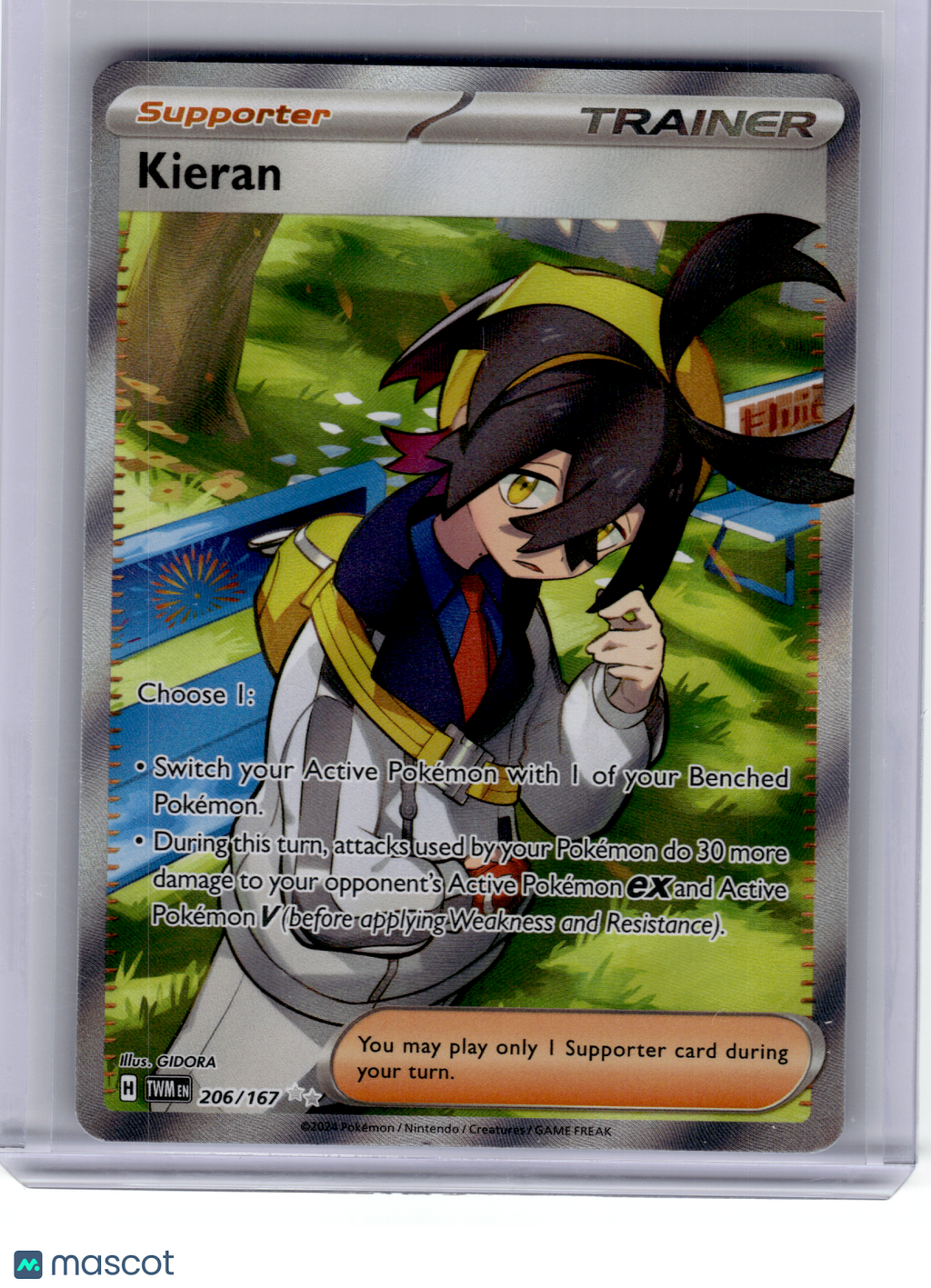 2024 Pokemon—Kieran #206 Twilight Masquerade—Ultra Rare Holo